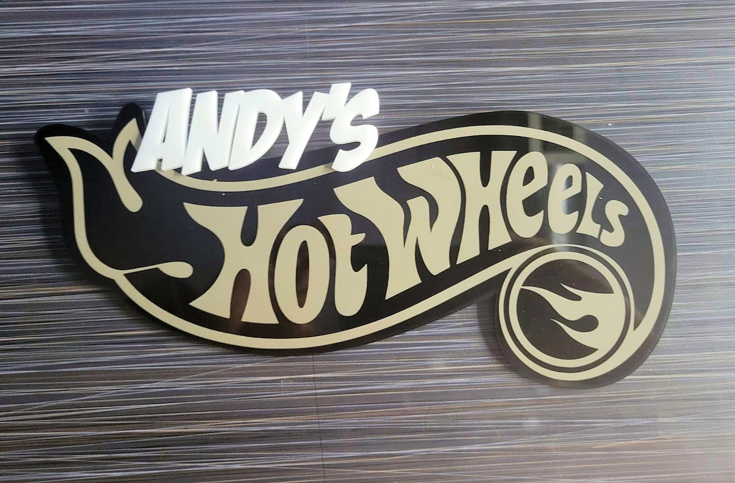 Hot Wheels Treasure Hunt Logo sign with custom name