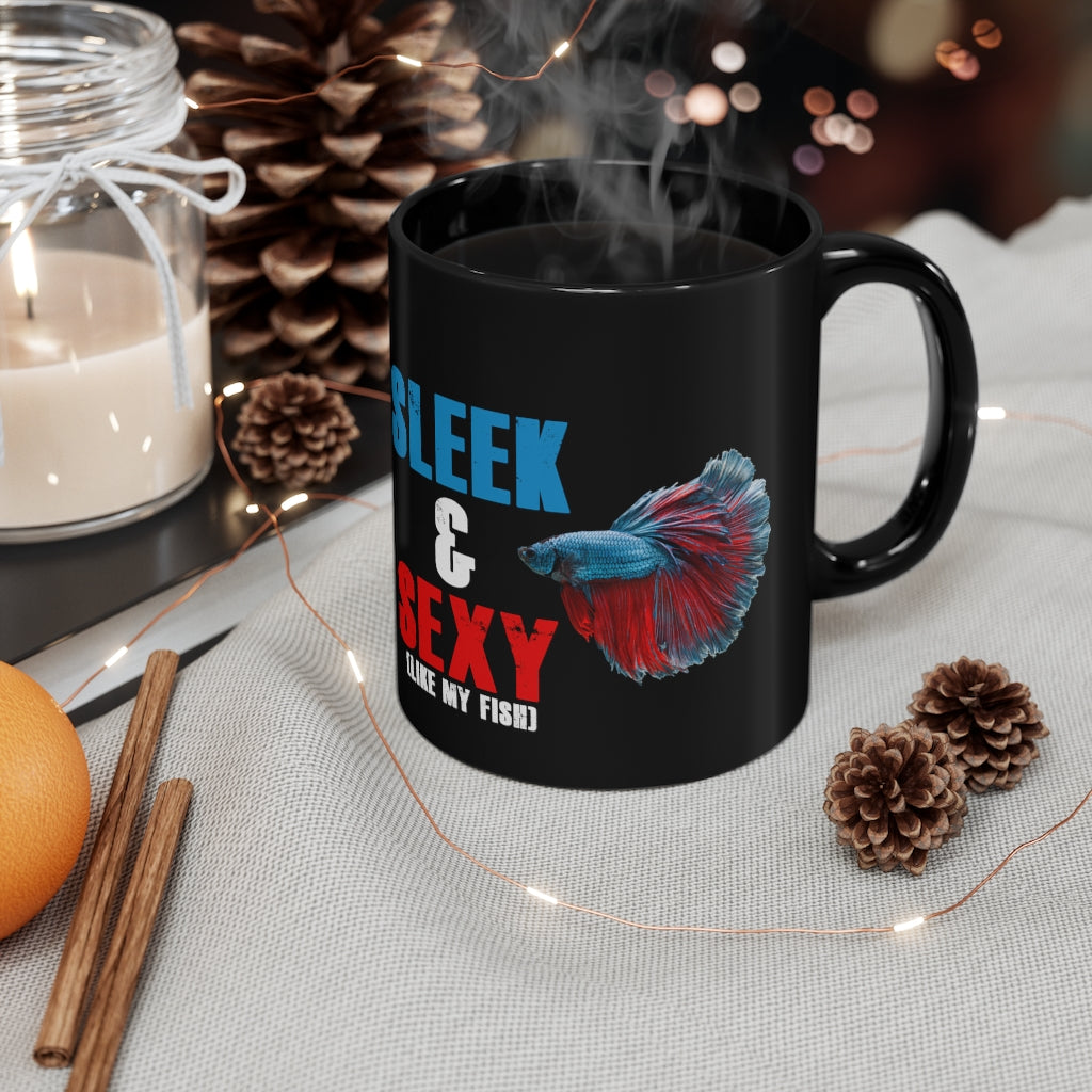 NW Bettas "Sleek & Sexy" Black mug 11oz