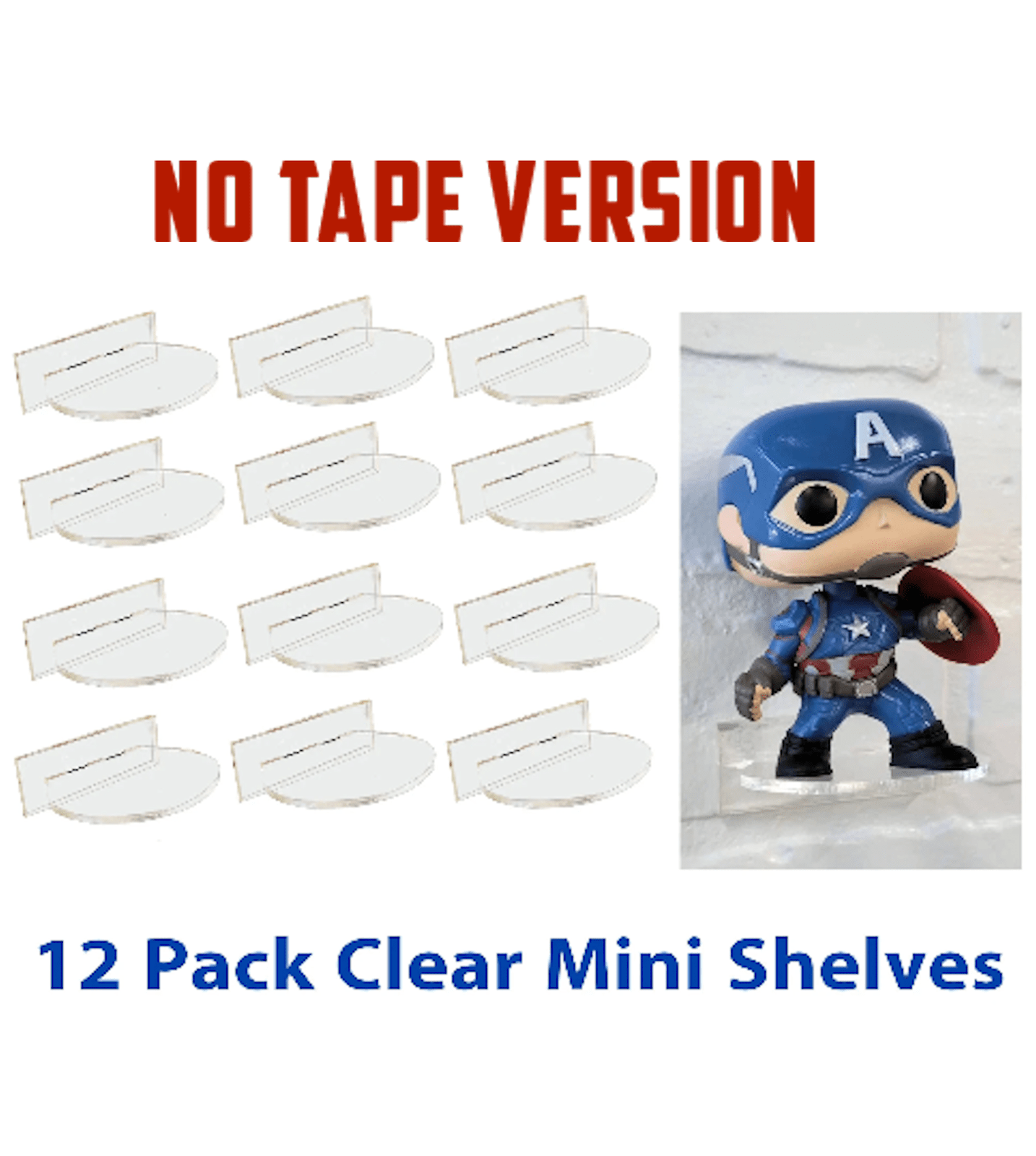 For Funko Pop Vinyl: 6+ Clear Acrylic Wall Stand, Single Shelf Not Double Tape version