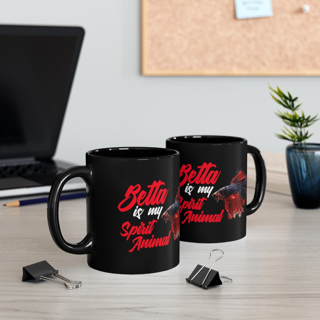 NW Bettas "Betta is my Spirit Animal" Black mug 11oz