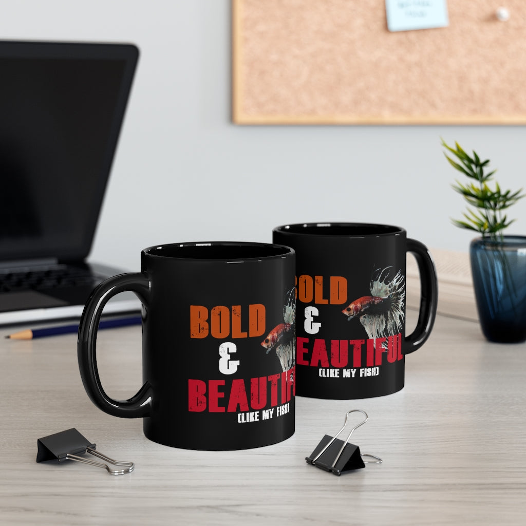 NW Bettas "Bold & Beautiful" Black mug 11oz