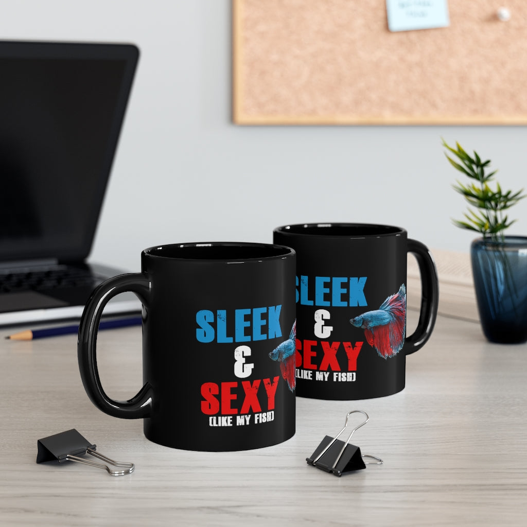 NW Bettas "Sleek & Sexy" Black mug 11oz