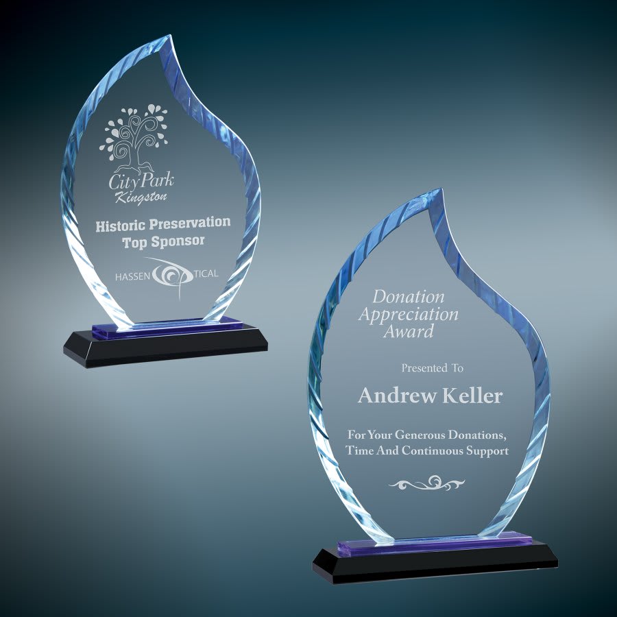 Glass Award,  custom made with Logo and/or Dedication