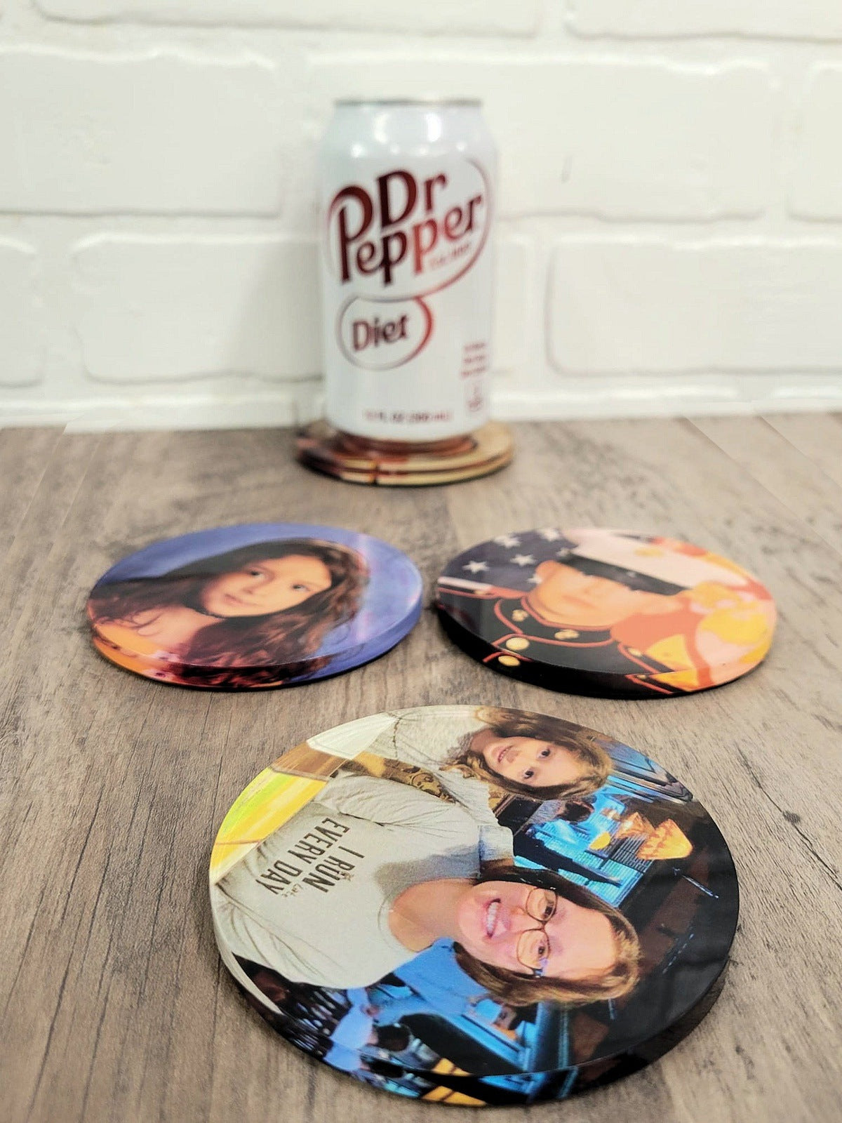 Custom Made Plexiglass Round Coasters Family Photo, or any theme ideal for Valentines Day