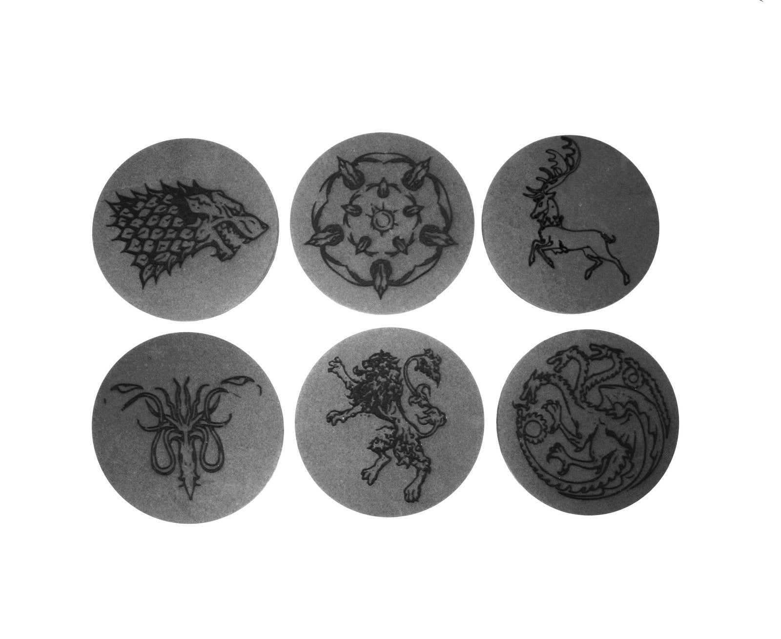 GOT Game of Thrones Coasters 6 Pack with Iron Throne