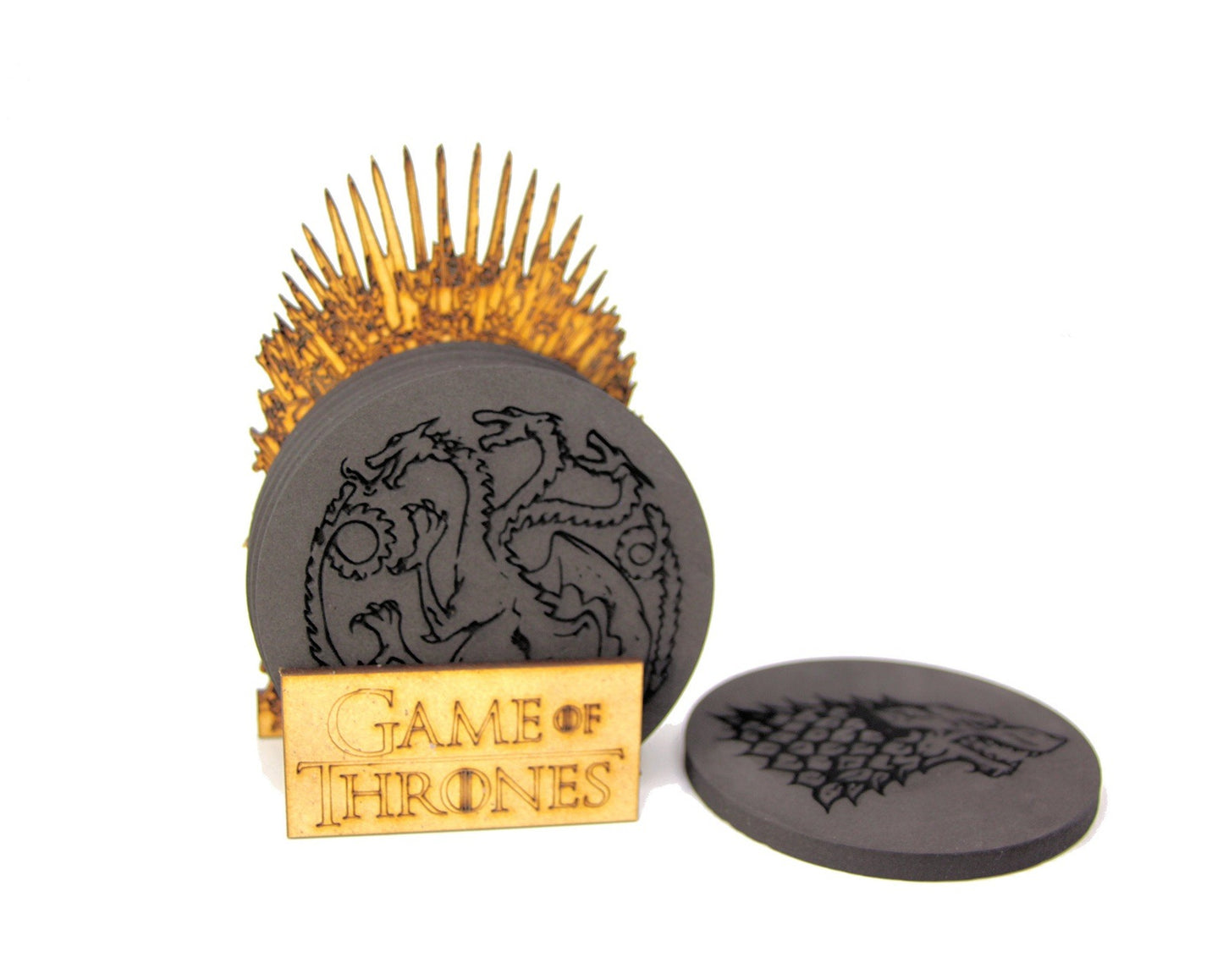 GOT Game of Thrones Coasters 6 Pack with Iron Throne