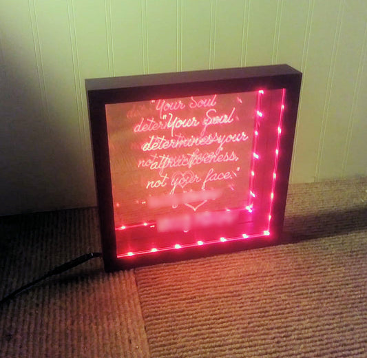 Infinity Mirror LED Lamp with Custom Quote