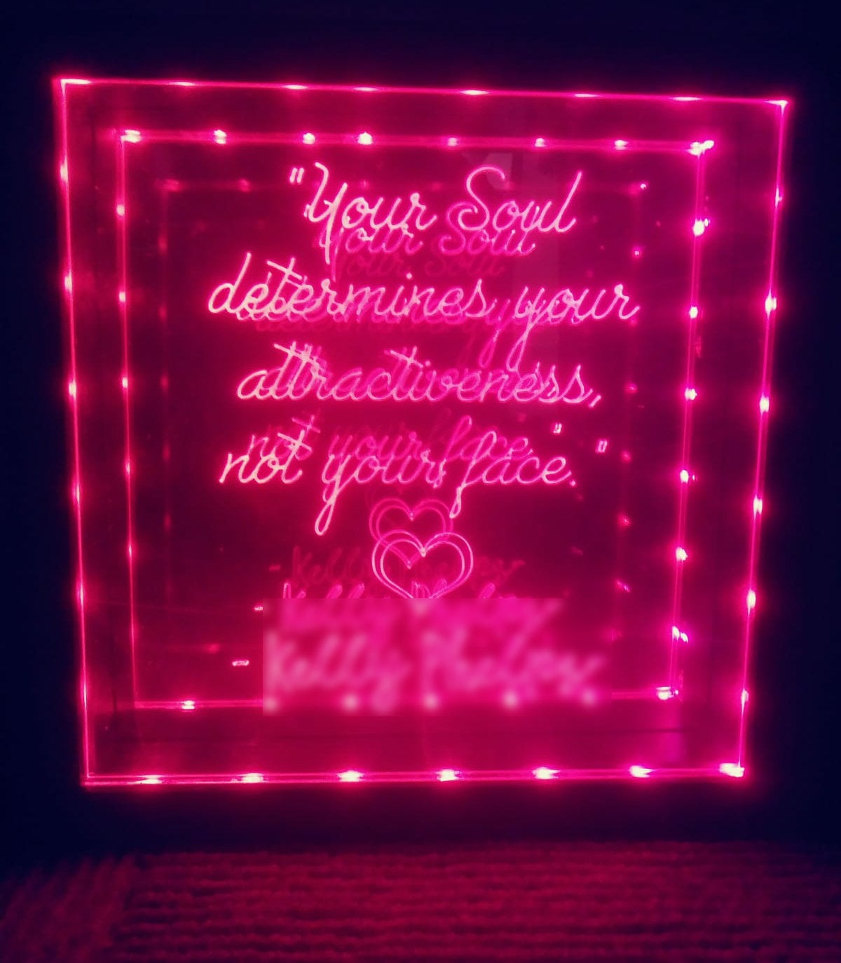 Infinity Mirror LED Lamp with Custom Quote