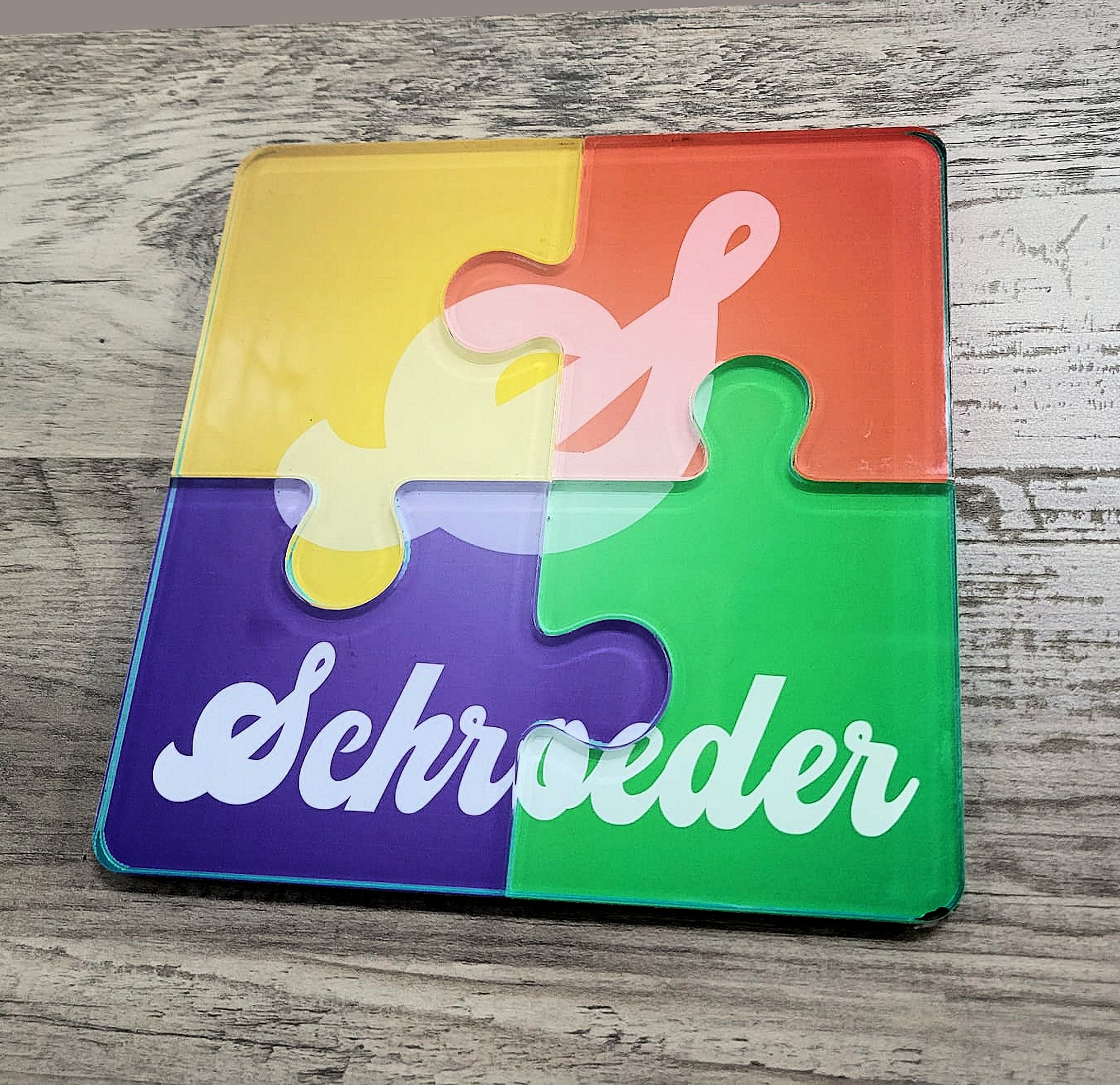 Custom Made Plexiglass Puzzle Coasters Family Photo, or any theme ideal for Father Day