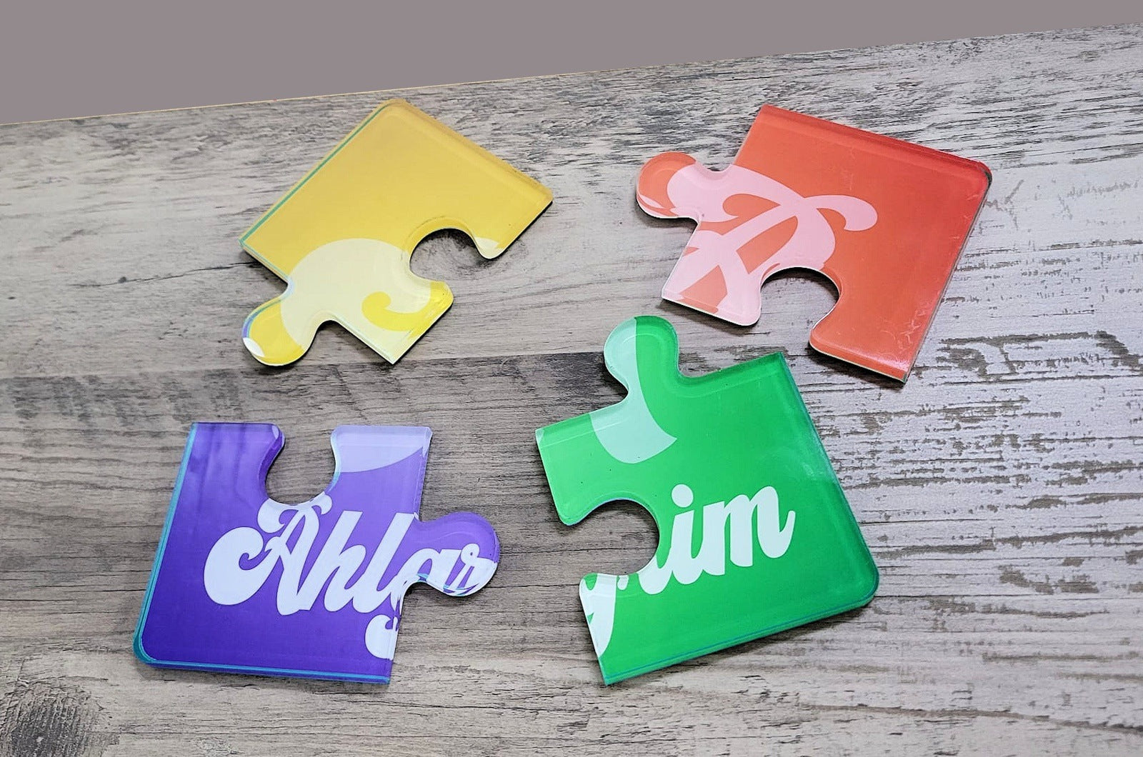 Custom Made Plexiglass Puzzle Coasters Family Photo, or any theme ideal for Father Day