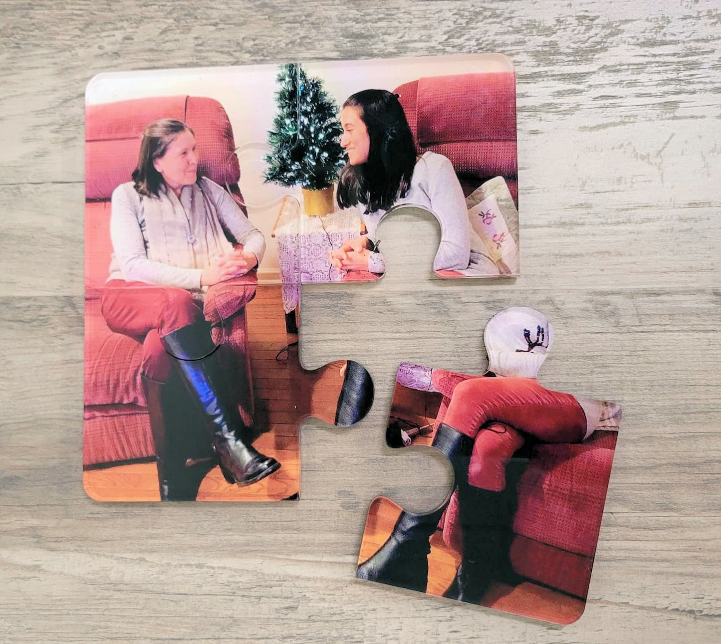 Custom Made Plexiglass Puzzle Coasters Family Photo, or any theme ideal for Father Day