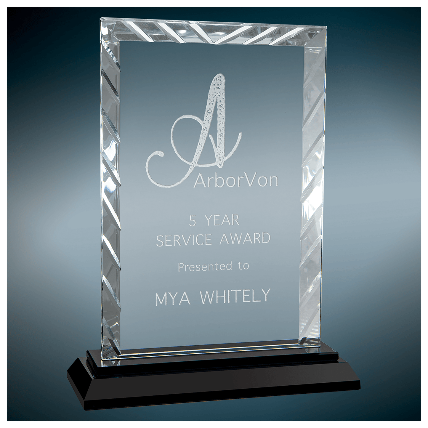 Glass Award,  custom made with Logo and/or Dedication