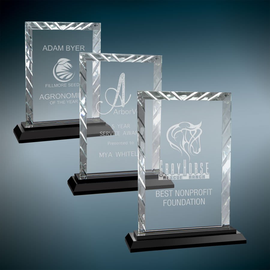 Glass Award,  custom made with Logo and/or Dedication