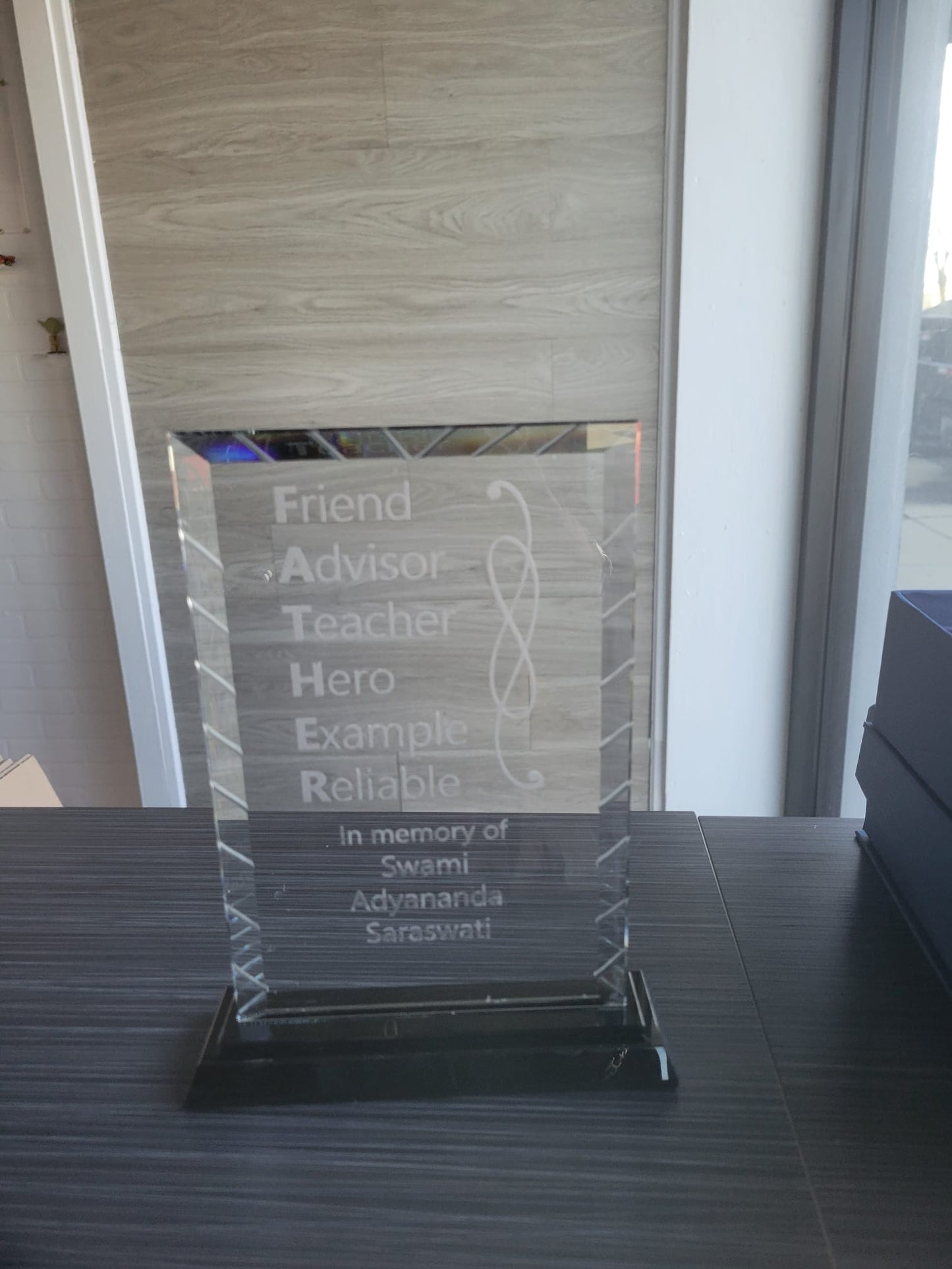 Glass Award,  custom made with Logo and/or Dedication