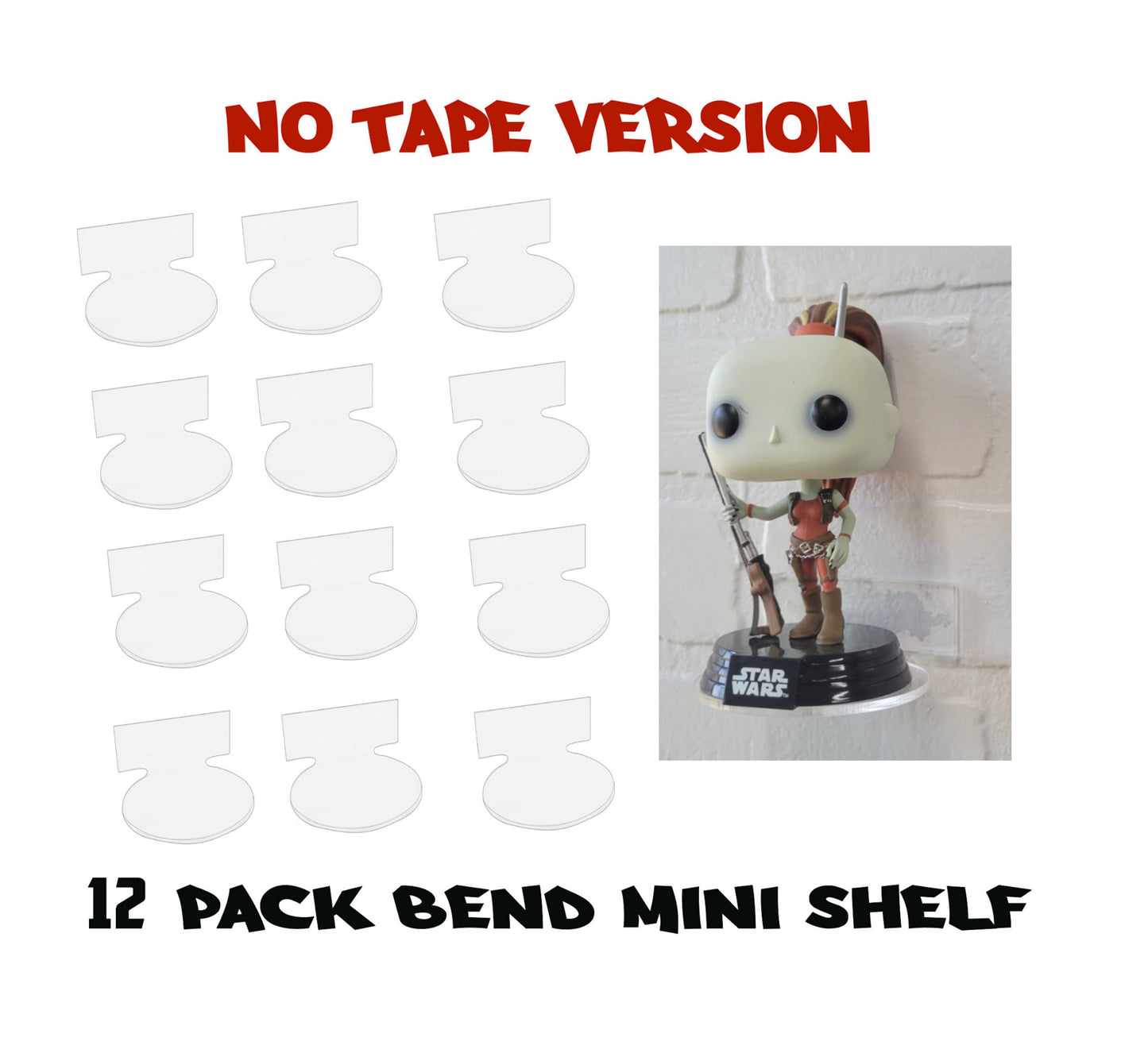 6 Pack Mini Shelves, for Funko Pop, Pins, or other items NO TAPE VERSION