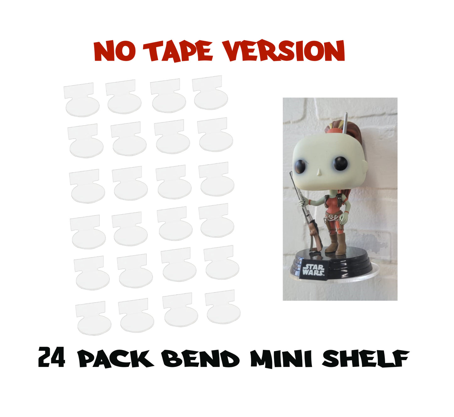 6 Pack Mini Shelves, for Funko Pop, Pins, or other items NO TAPE VERSION