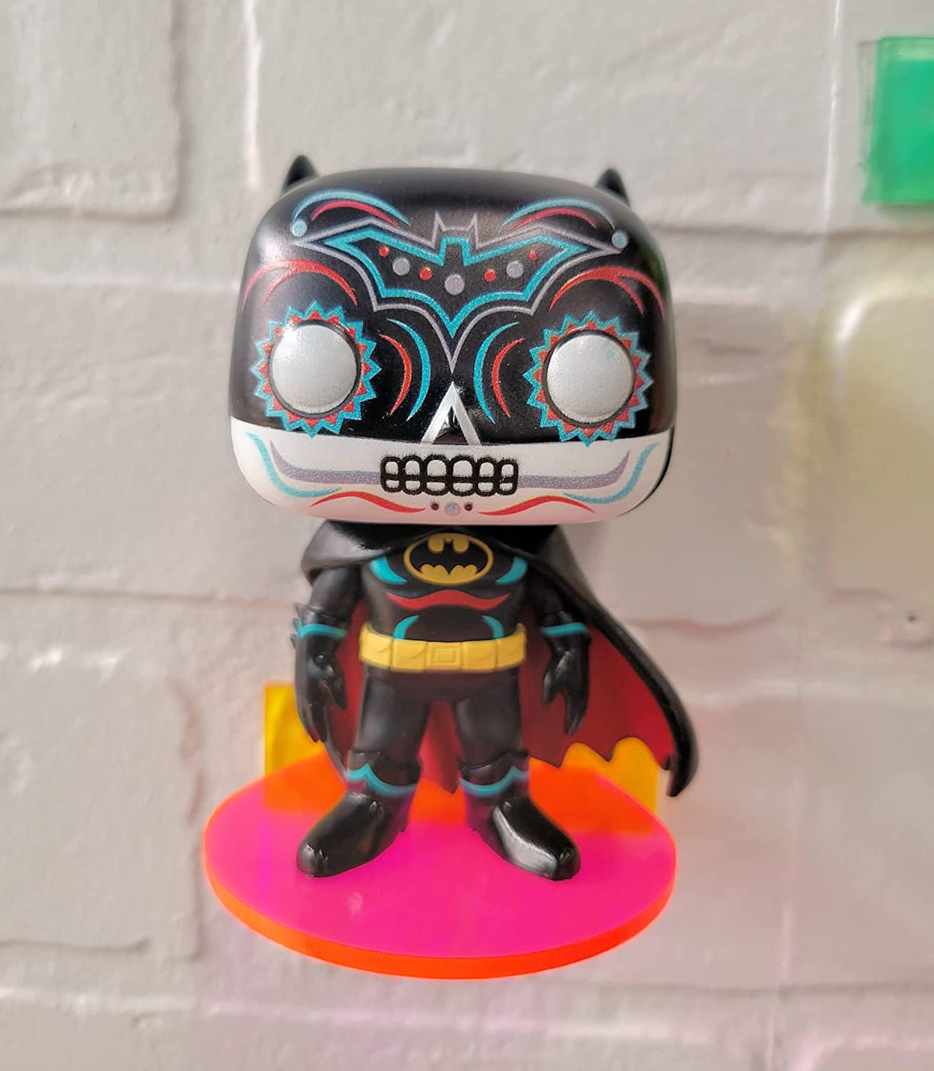 Funko Pop Vinyl Acrylic Wall Stand, Stick On, Single Shelf Neon Colors Mix and Match No tape Version