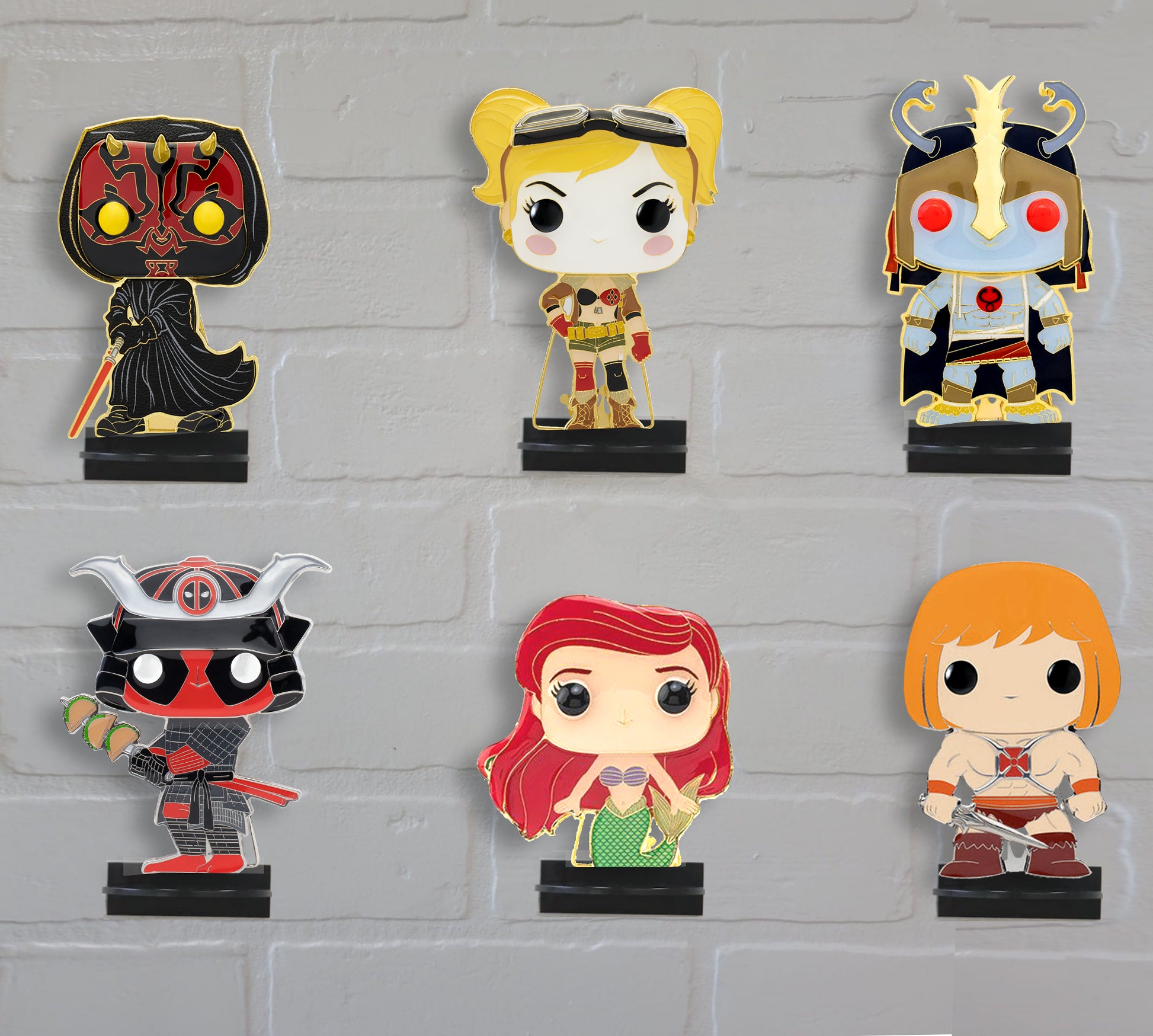 For Funko Pop Vinyl or Pin: Black Acrylic Wall Stand, Stick On, Single Shelf No Nails or Screws