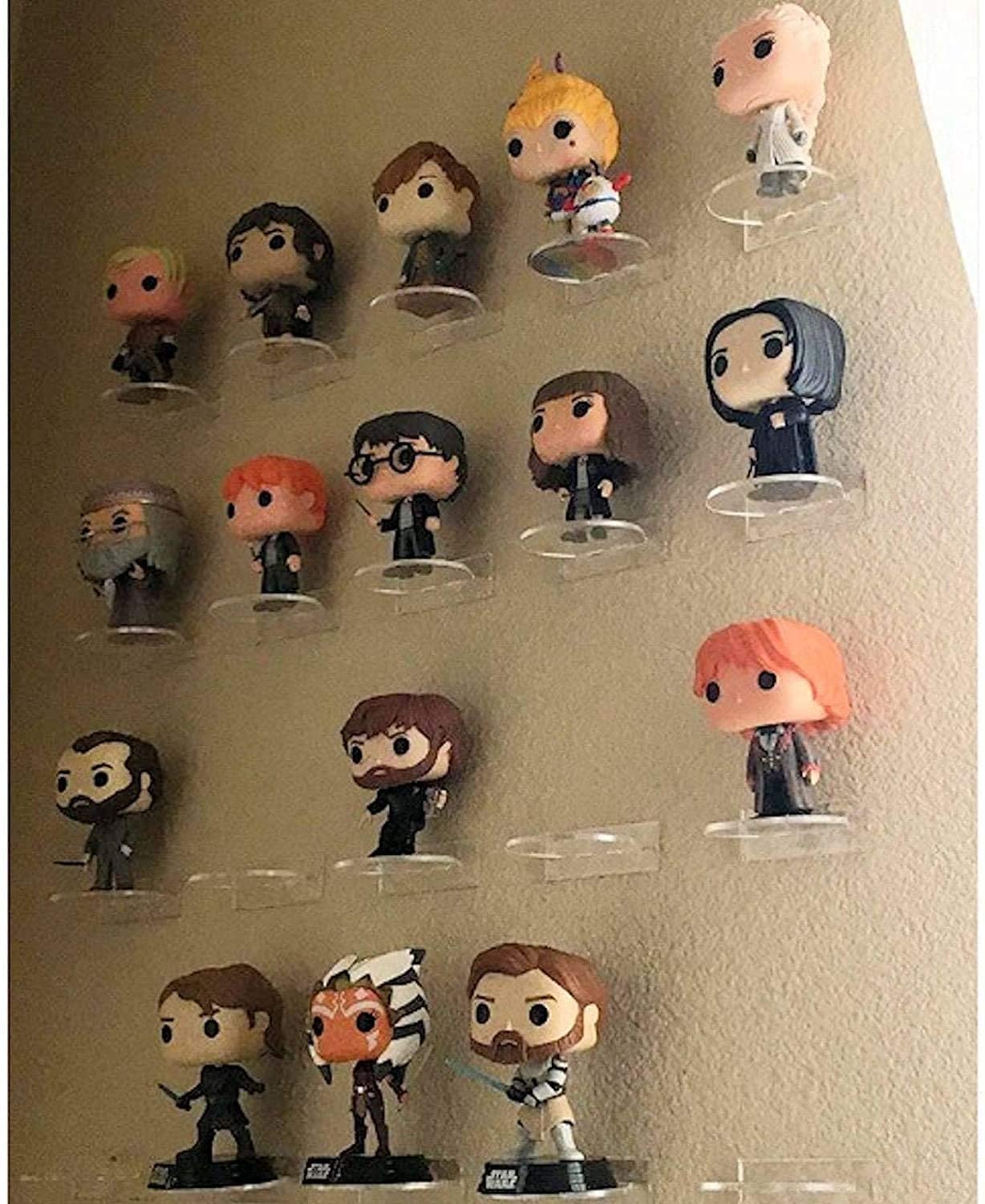 For Funko Pop Vinyl or Funko Pin, White Acrylic Wall Stand, Stick On, Single Shelf No Nails or Screws