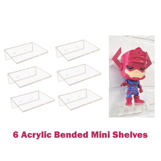 6 Pack Mini Shelves, for Funko Pop, Pins, Tape or Screws