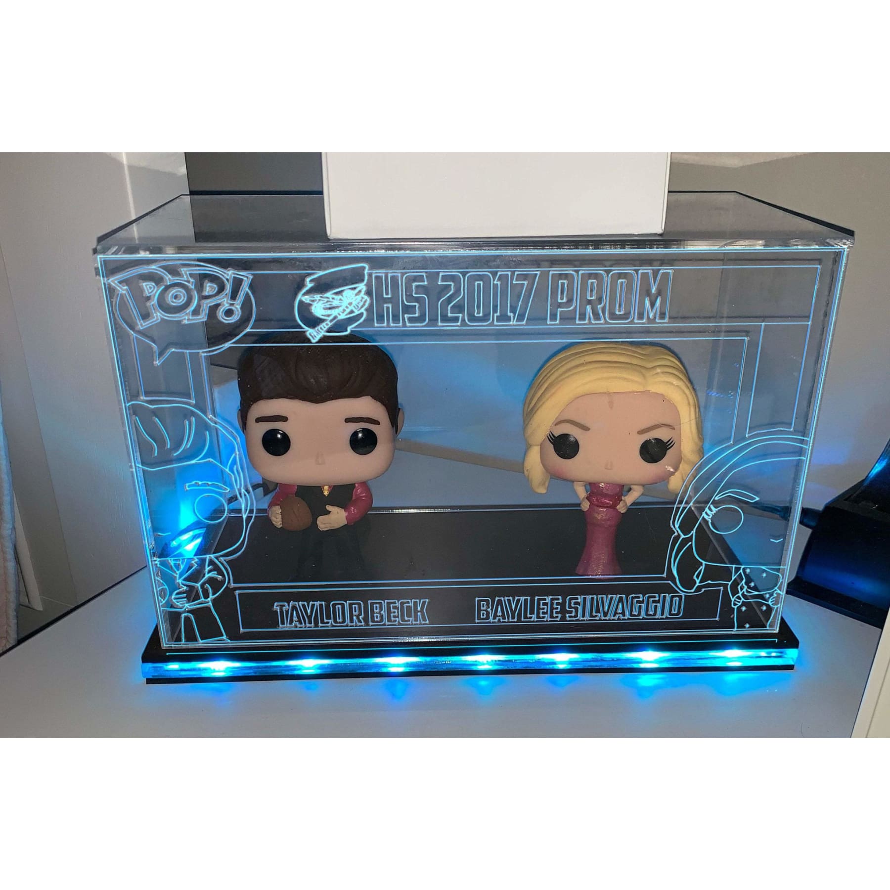 Acrylic LED Display Case for 2 Unboxed Funko Pop, custom made