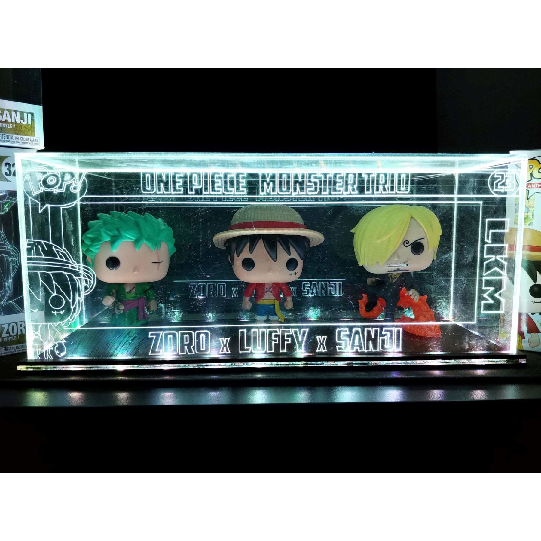 Acrylic LED Display Case for 3 Unboxed Funko Pop, custom made