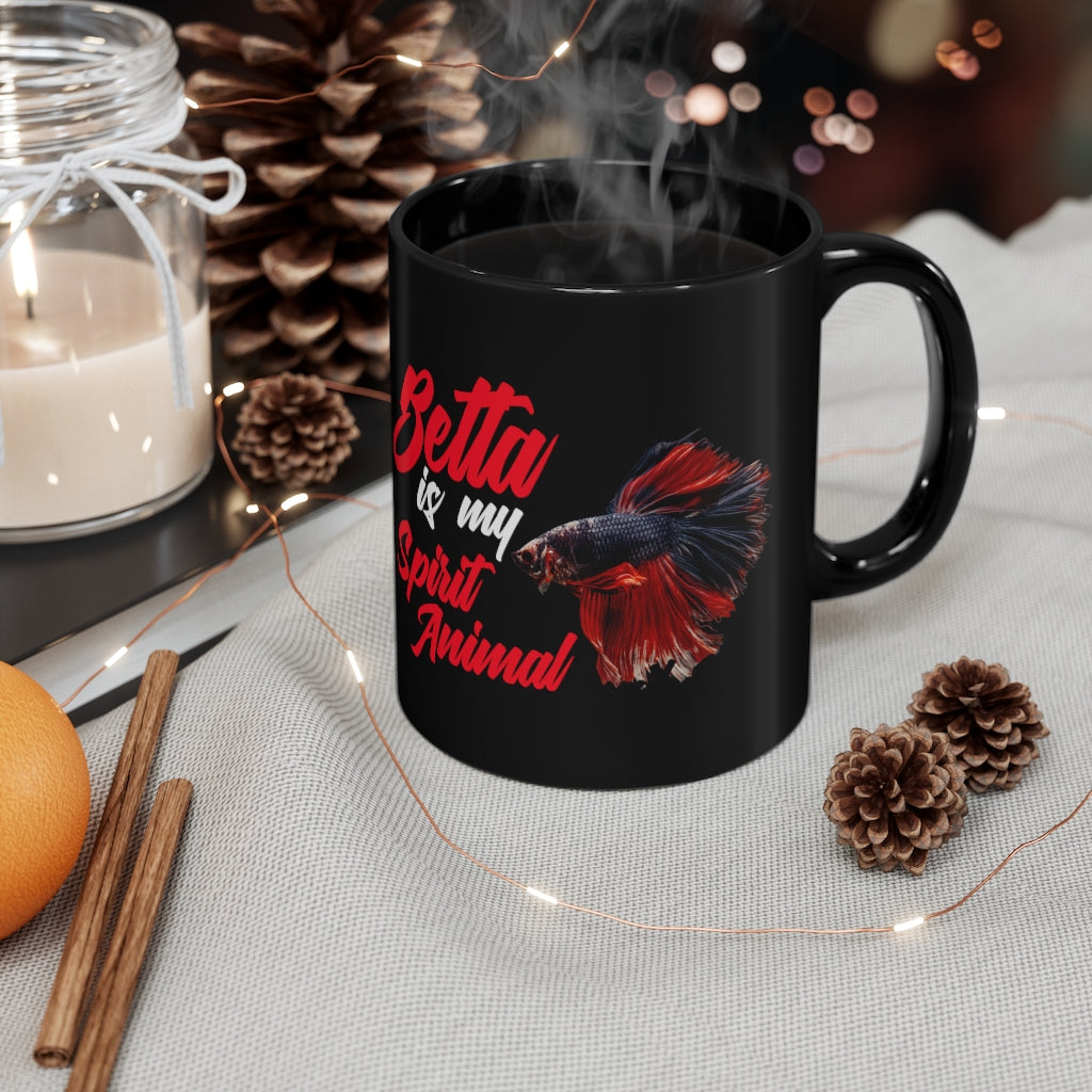 NW Bettas "Betta is my Spirit Animal" Black mug 11oz