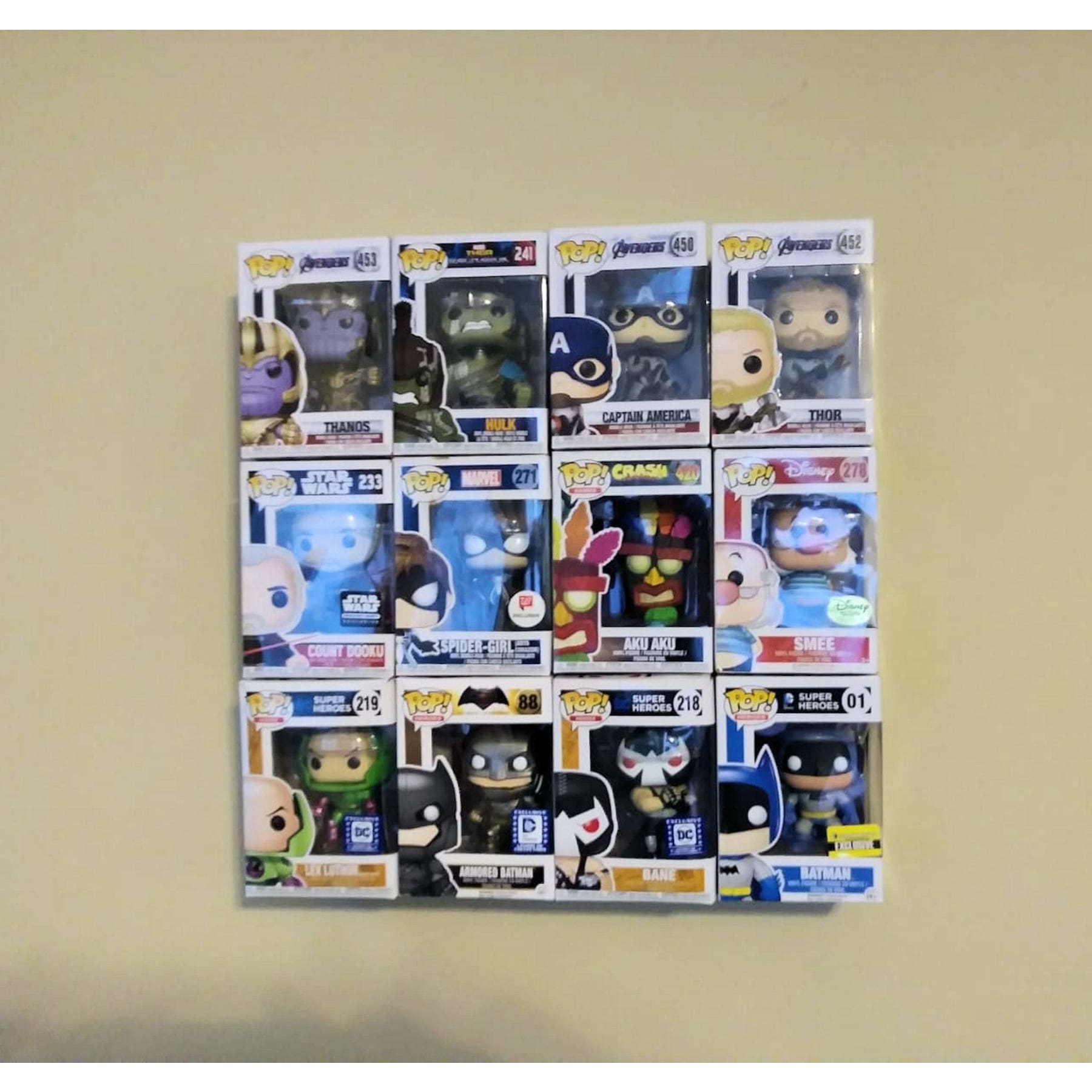 In Box Funko Pop or Funko Pin, Wall Display Case, Bordeless, Shelfless, No Assembly required, just hang on