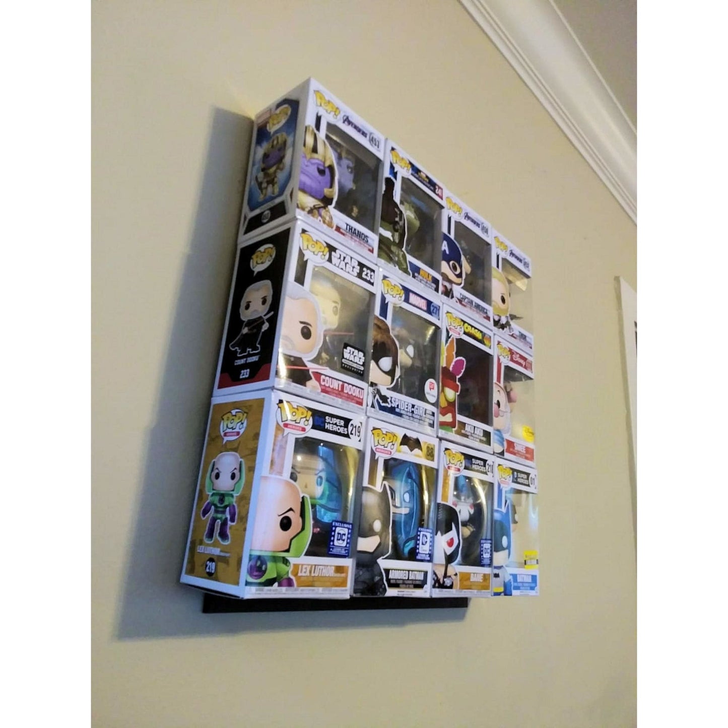 In Box Funko Pop or Funko Pin, Wall Display Case, Bordeless, Shelfless, No Assembly required, just hang on