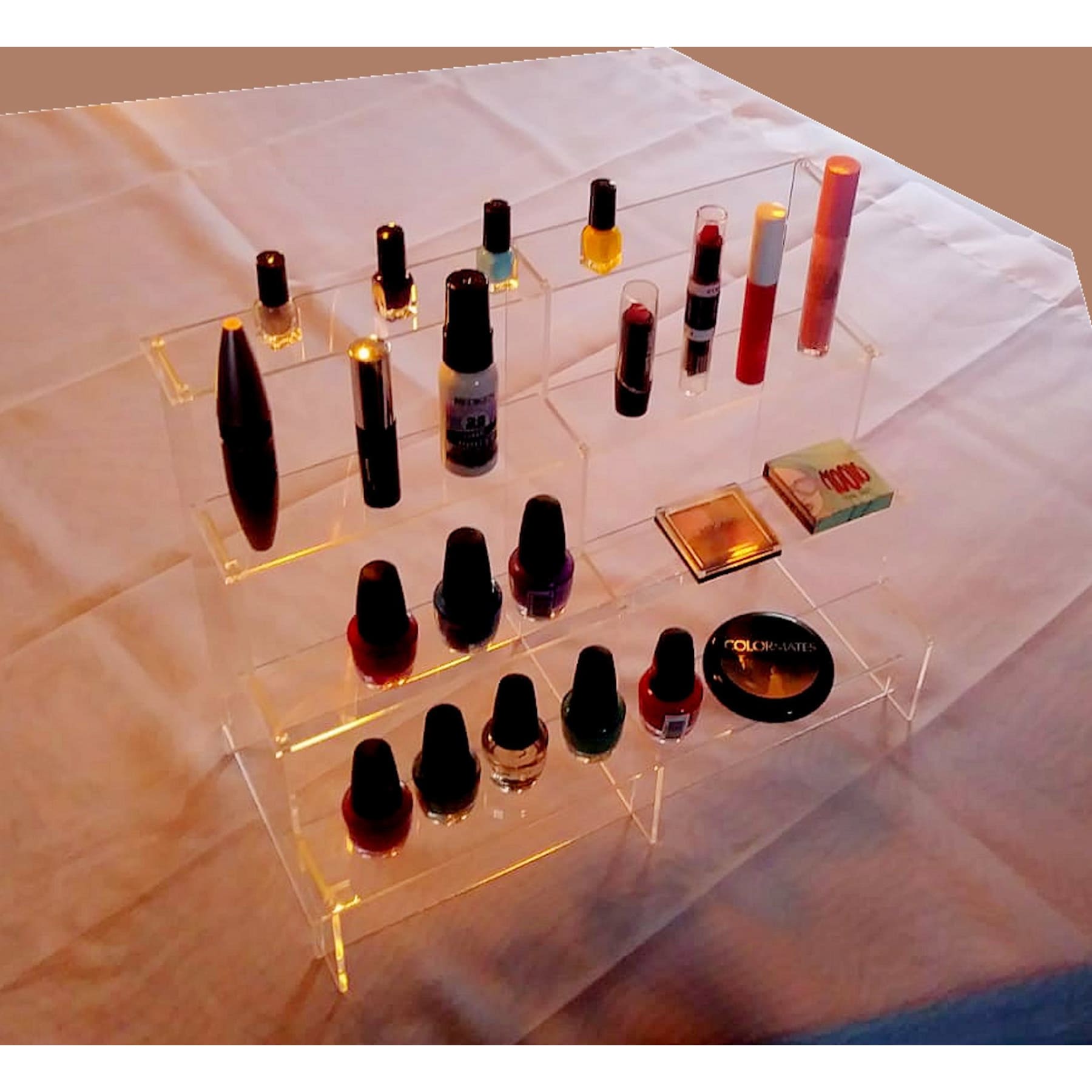 Makeup Acrylic Shelf Riser, Tiered Display Stand