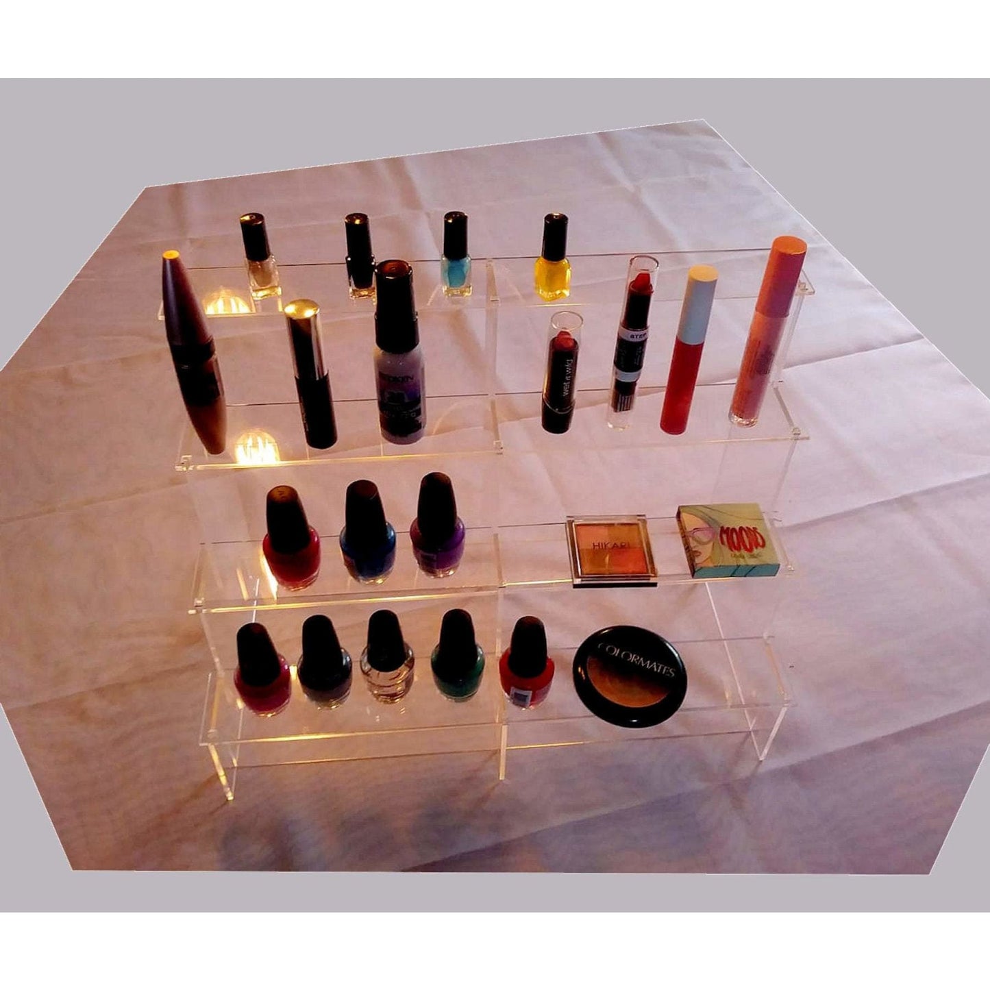 Makeup Acrylic Shelf Riser, Tiered Display Stand