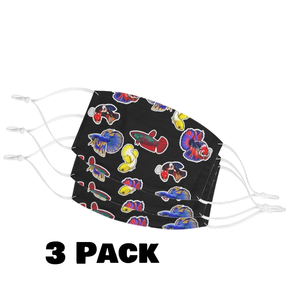 NW Bettas Fabric Face Masks, 3 Pack