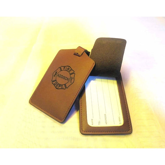Men Gift: 2 Elegant Leather Travel Tags with Custom Logo or name