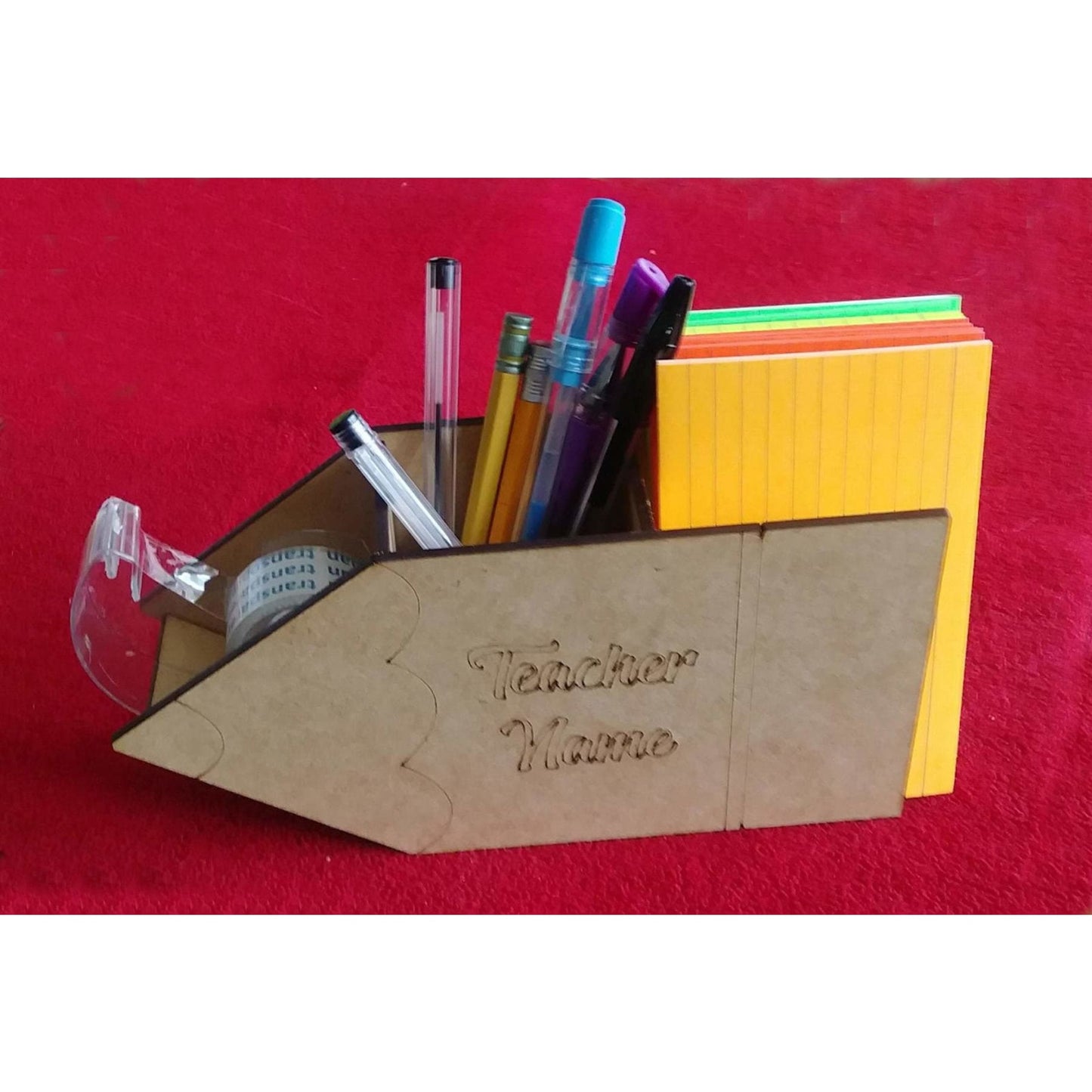 Teacher Custom Name Appreciation Gift Pen Tape Notes Holder